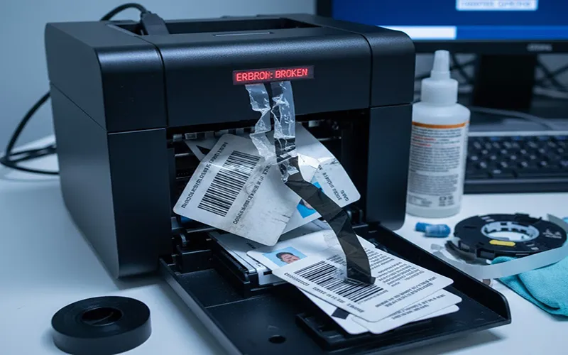 پارگی ریبون یکی از مشکلات رایج پرینترهای چاپ کارت