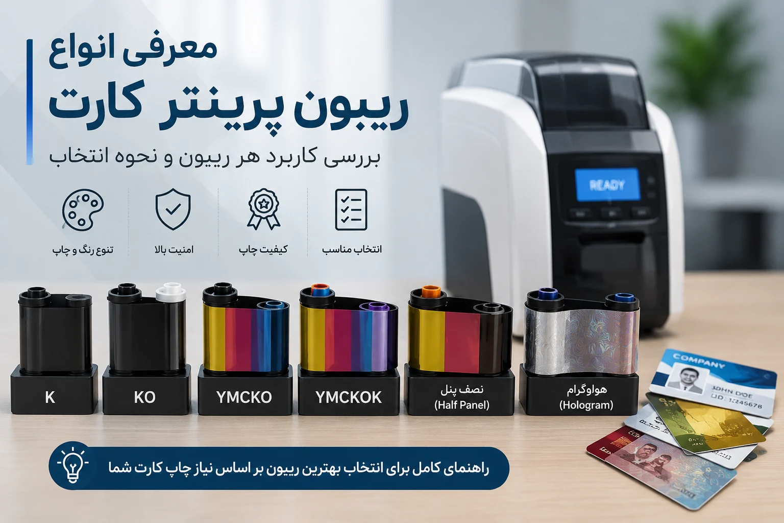 معرفی انواع ریبون پرینتر کارت